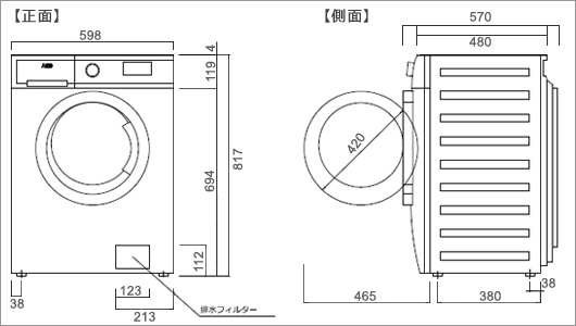 AEG製洗濯乾燥機 AWW12746 図面